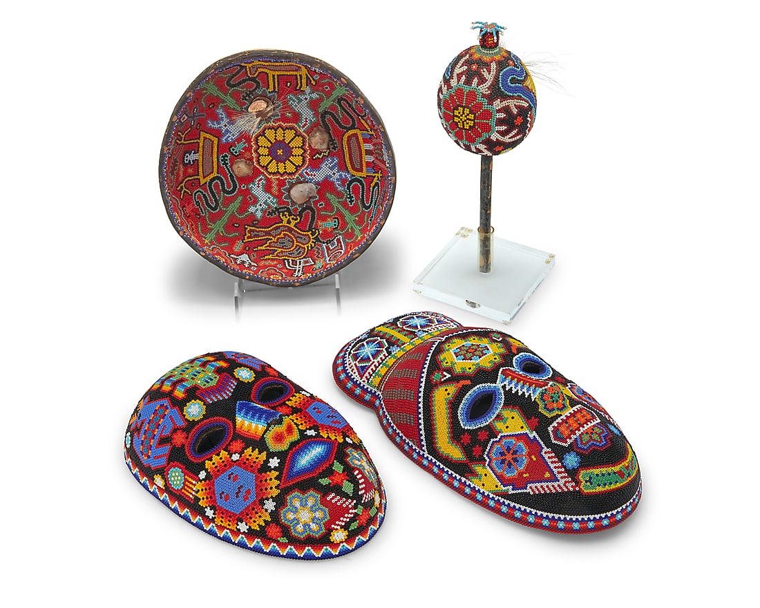 Four Mexican Huichol beaded items (1 of 3)