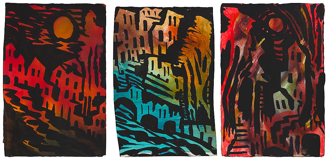 Angie K. Culasso (20th Century, American), Untitled triptych (1 of 6)