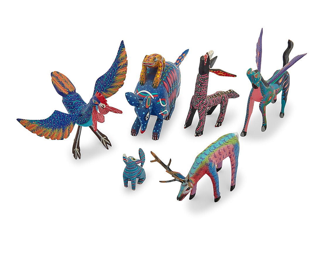 Six Mexican polychrome wood alebrijes (1 of 6)