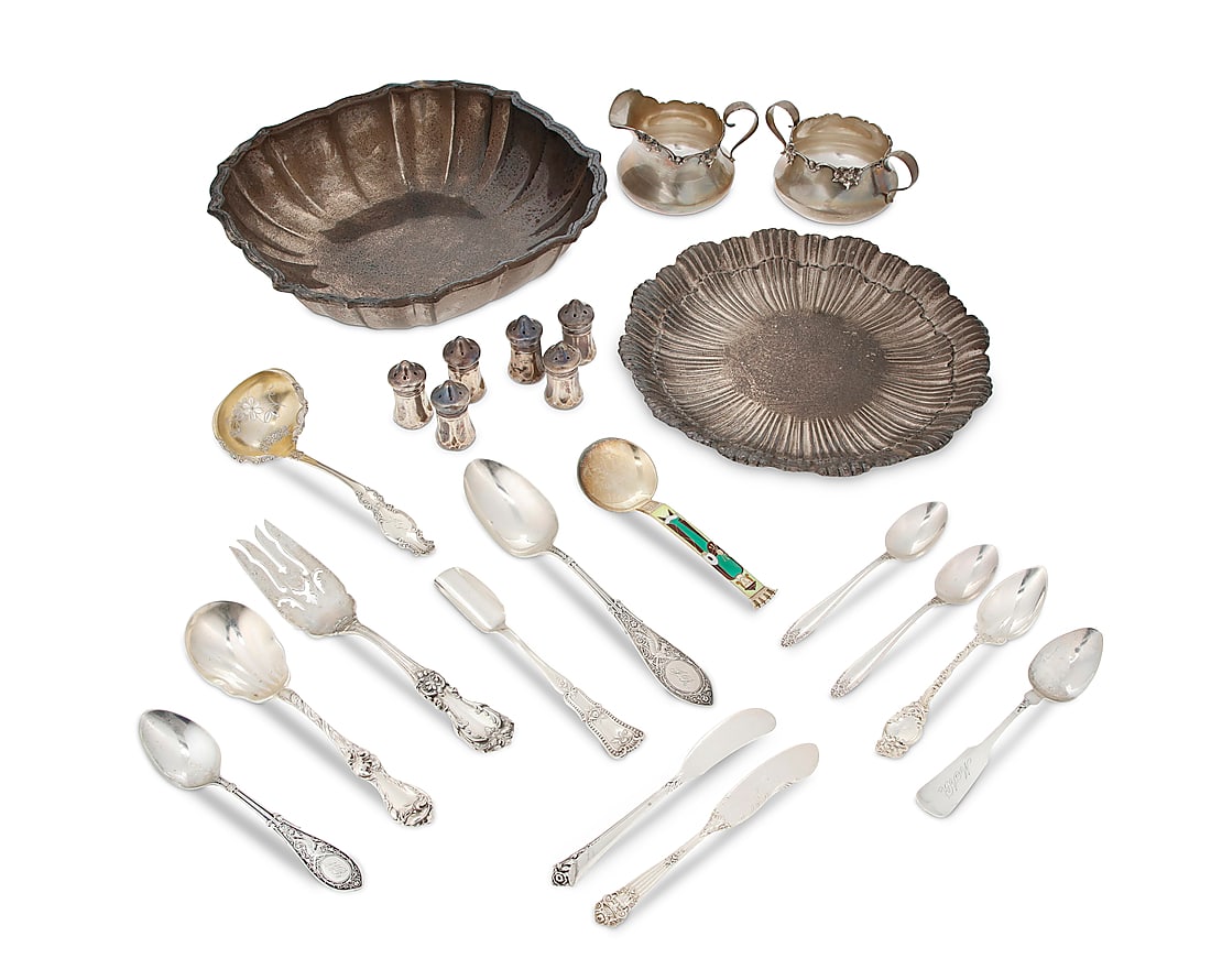 A collection of sterling silver table items 19th/20th century Each marked for sterling and various (1 of 7)