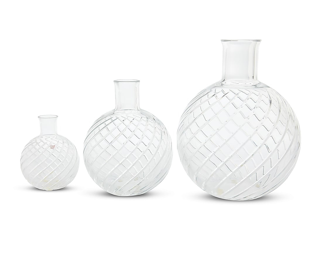 Three Baccarat glass 'Cyclades' vases Late 20th century Each with etched factory mark In graduated (1 of 4)
