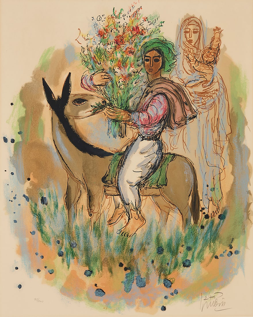 Reuven Rubin (1893-1974) One plate from "The Prophets" portfolio, 1972 Lithograph in colors on: Reuven Rubin (1893-1974) One plate from "The Prophets" portfolio, 1972 Lithograph in colors on paper Edition: 92/200 Signed in English and Hebrew and numbered in pencil, all in the lower margin: Rubin