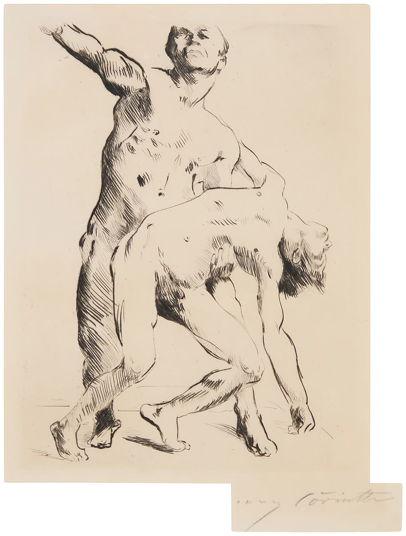 Lovis Corinth (1858-1925) "Odysseus und die Freier (Odysseus and the Suitor)," 1914 Drypoint on: Lovis Corinth (1858-1925) "Odysseus und die Freier (Odysseus and the Suitor)," 1914 Drypoint on laid paper From the edition of unknown size Signed in pencil in the lower margin, at right: Lovis Corint
