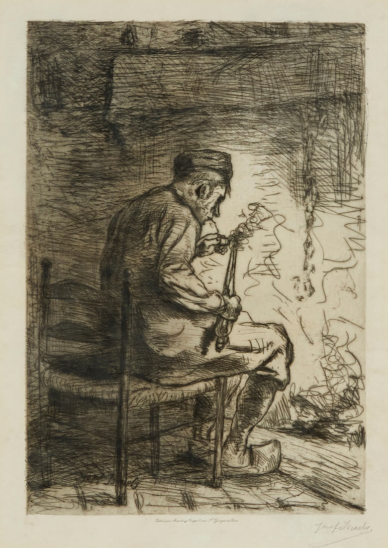 Jozef Israels (1824-1911) "The Smoker," 1882 Etching and drypoint on wove paper From the edition: Jozef Israels (1824-1911) "The Smoker," 1882 Etching and drypoint on wove paper From the edition of unknown size Signed in pencil in the lower margin, at right: Jozef Israels; Arnold & Cripp, Paris, p