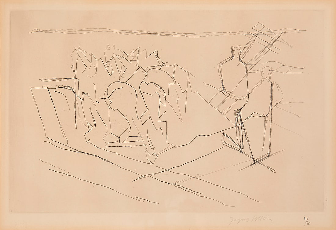 Jacques Villon (1875-1963) One plate (untitled), from the book by Henri Pichette, "Dents de lait,: Jacques Villon (1875-1963) One plate (untitled), from the book by Henri Pichette, "Dents de lait, dents du loup" (Baby Teeth, Wolf 'sTeeth), 1959 Etching and drypoint on paper Edition: 11/60 (the tota