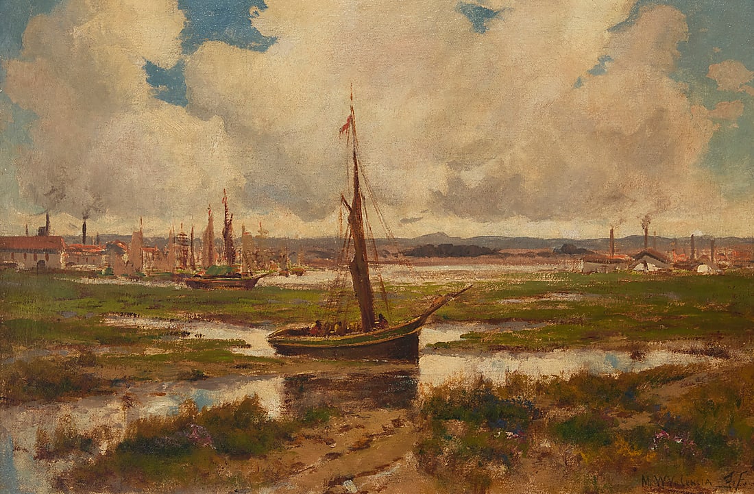 Manuel Valencia (1856-1935), Sausilito boat at low tide (1 of 6)