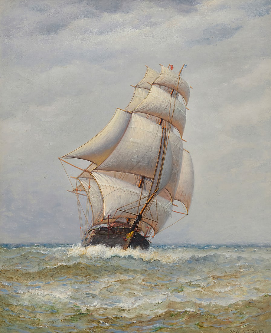 James Gale Tyler (1855-1931) "Carry My Sail" Oil on canvas Signed lower right: James G. Tyler; (1 of 6)