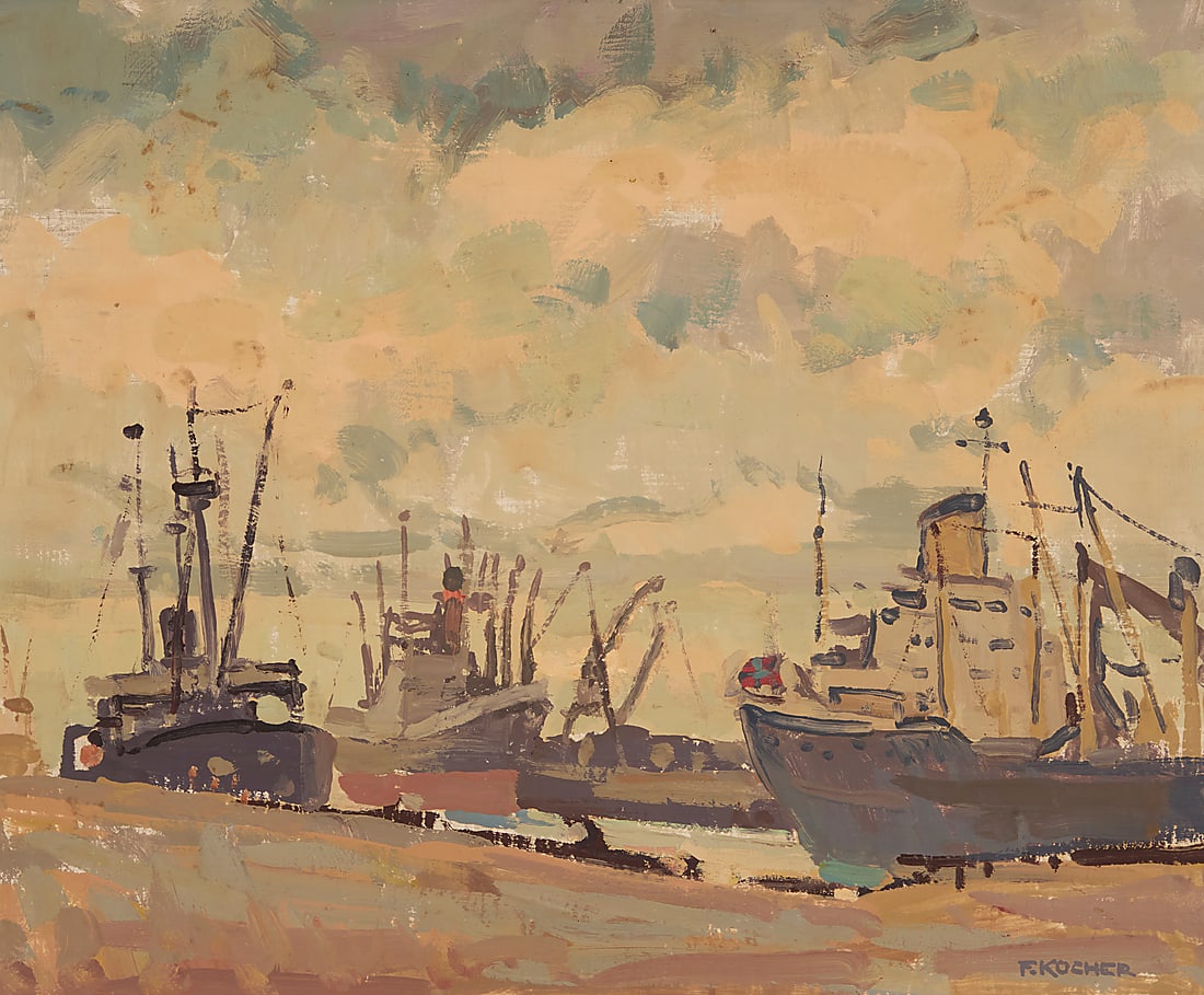 Fritz Kocher (1904-1973), "Long Beach Harbor" (1 of 6)