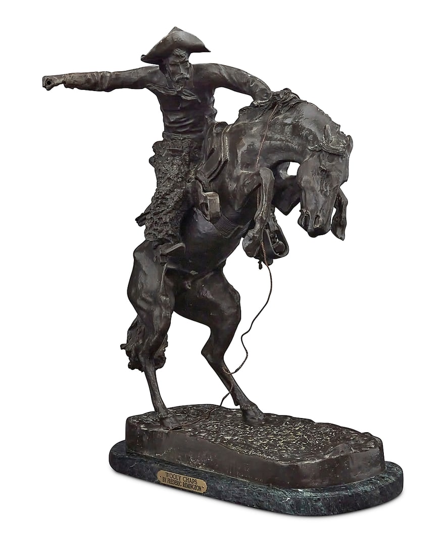 After Frederic Remington (1861-1909) "The Bronco Buster," modeled 1895 Patinated bronze on (1 of 7)