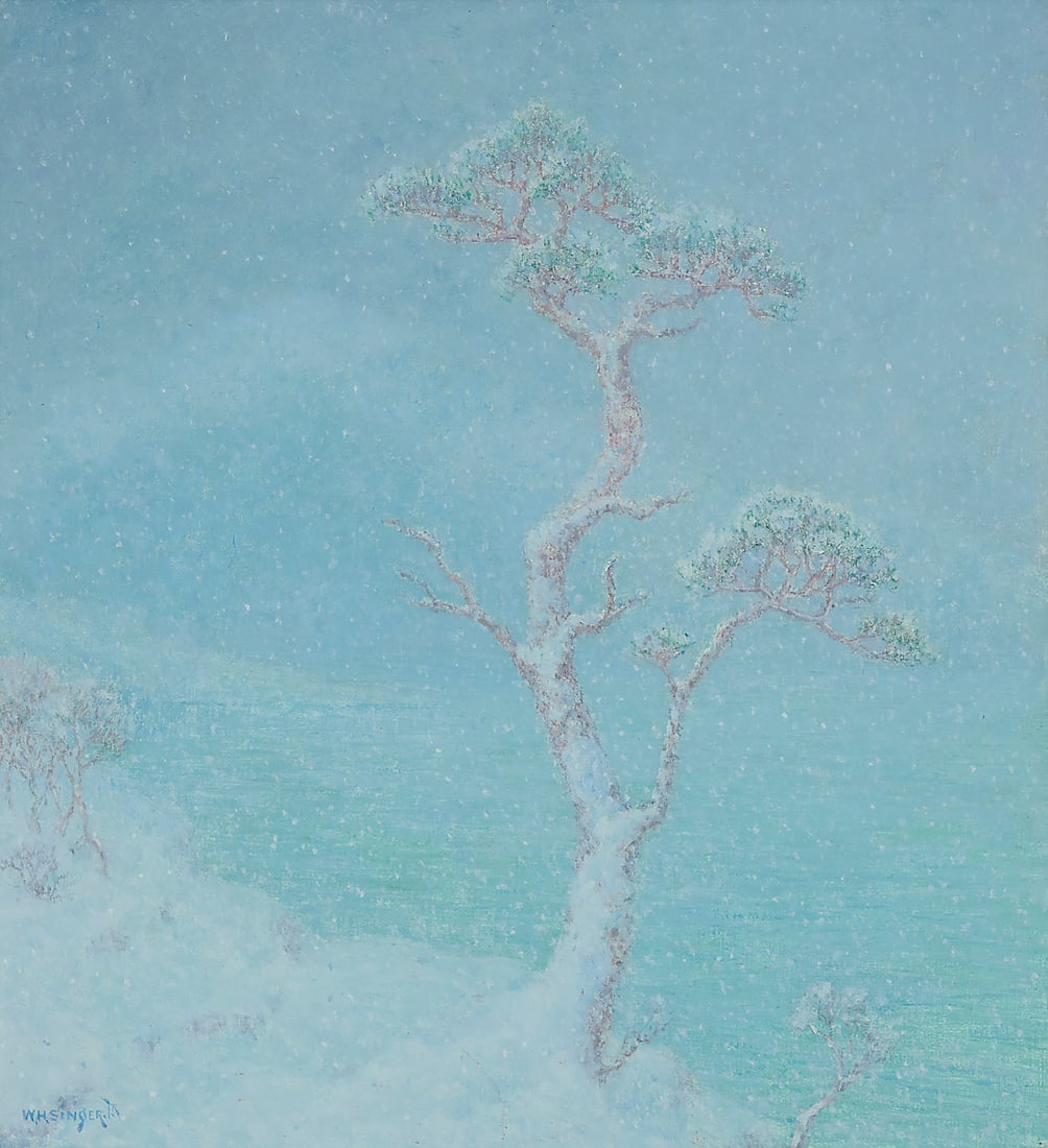 William Henry Singer Jr. (1868-1943) "The Mystery of Winter" Oil on canvas mounted over panel: William Henry Singer Jr. (1868-1943) "The Mystery of Winter" Oil on canvas mounted over panel Signed lower left: W.H. Singer. Jr.; inscribed in black verso "260"; titled on an accompanying label and a
