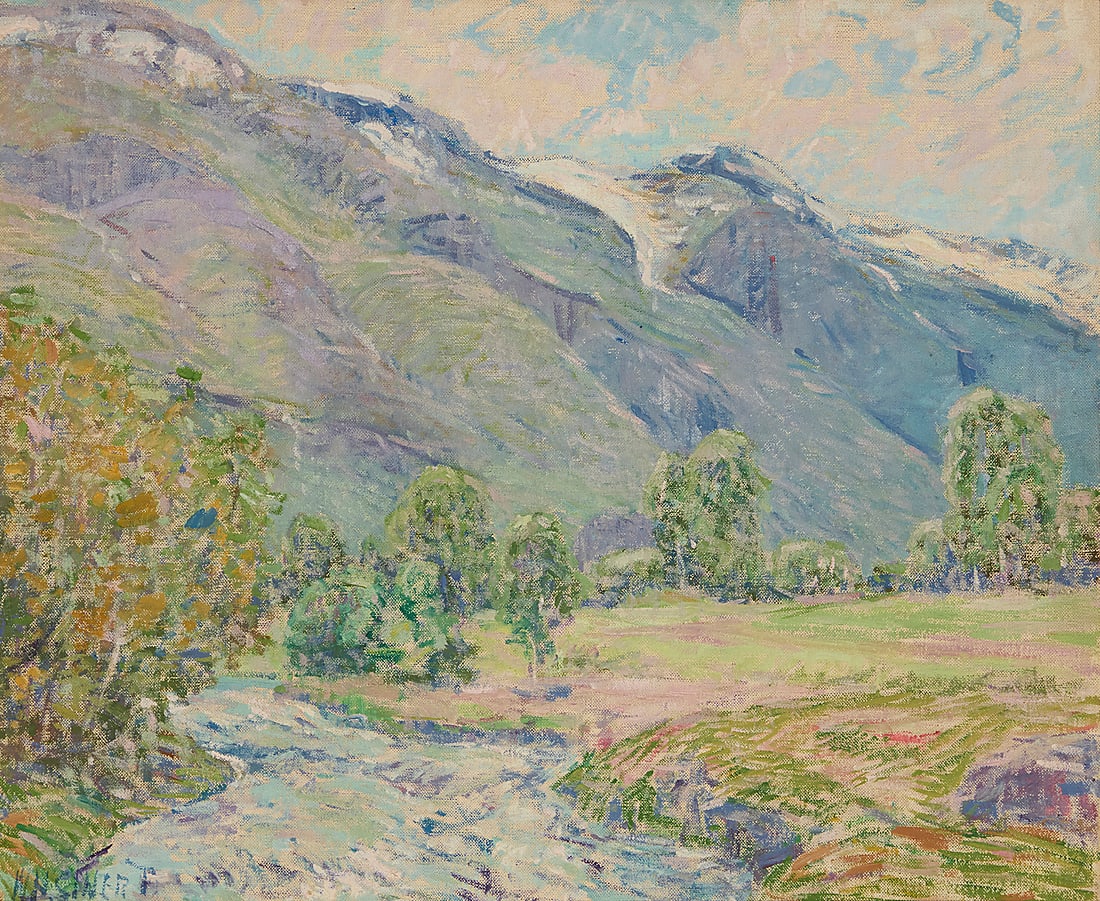 William Henry Singer Jr. (1868-1943) "Mountain and River, Norway" Oil on canvas Signed lower (1 of 6)