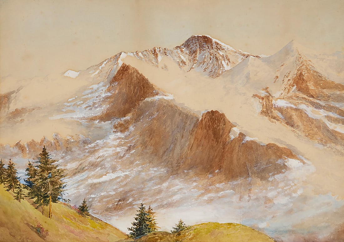 Attributed to Gunnar Widforss (1879-1934) Mountainous landscape Watercolor and gouache on paper (1 of 7)