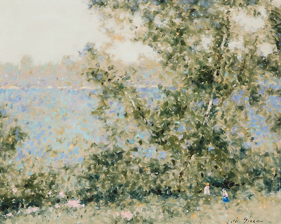Andre Gisson (1921-2003) Landscape with figures Oil on canvas Signed lower right: A. Gisson; (1 of 7)