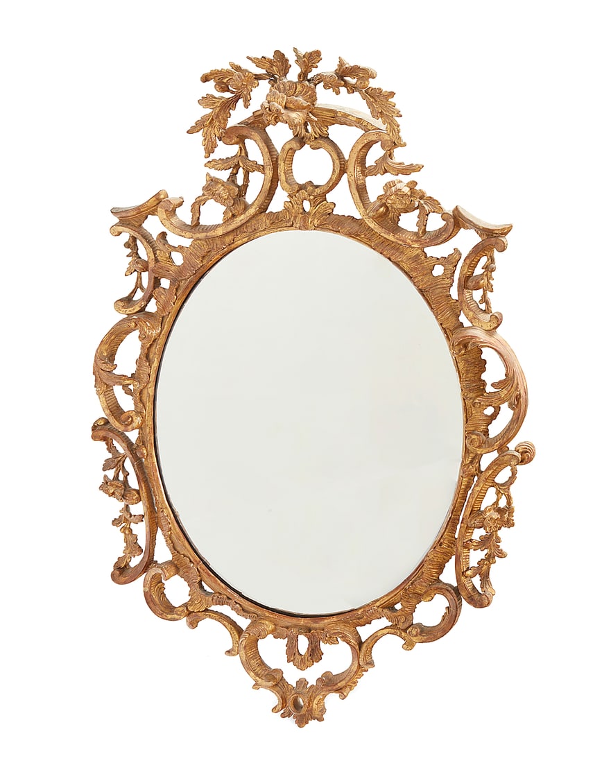 A George III style giltwood wall mirror Late 19th/early 20th century The oval plate within (1 of 5)