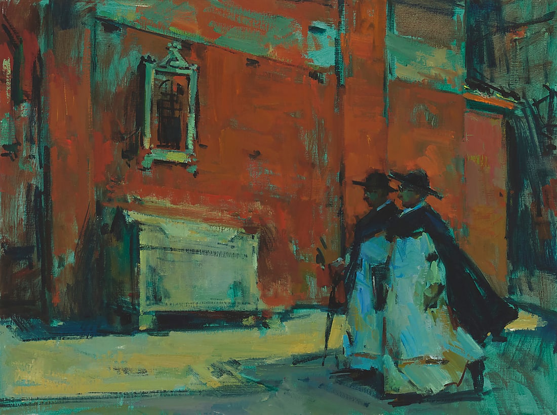 Sergei Bongart (1918-1985) Two Dominican friars, France Oil on canvas Unsigned 30 x 40in: Sergei Bongart (1918-1985) Two Dominican friars, France Oil on canvas Unsigned 30 x 40in Provenance: The Estate of Sergei Bongart