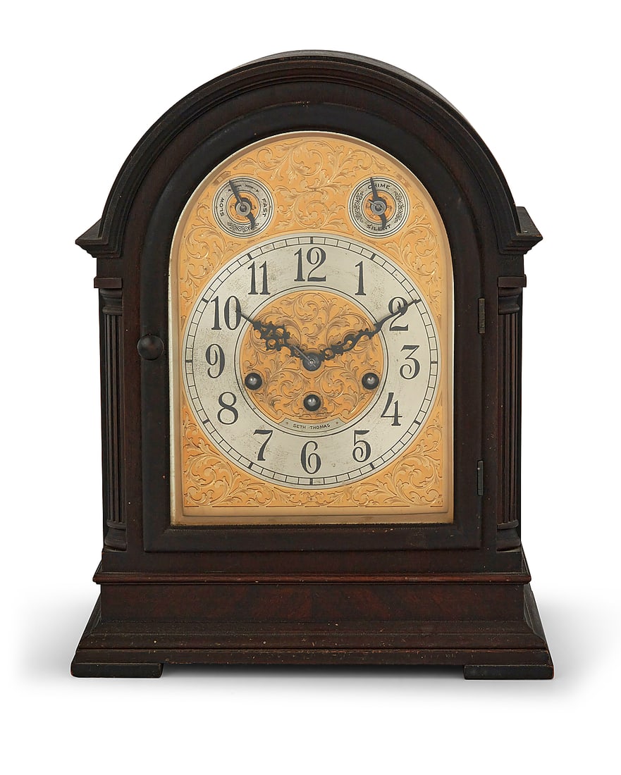A Seth Thomas bracket clock Early 20th century Marked to dial: SETH THOMAS; marked to movement: (1 of 5)