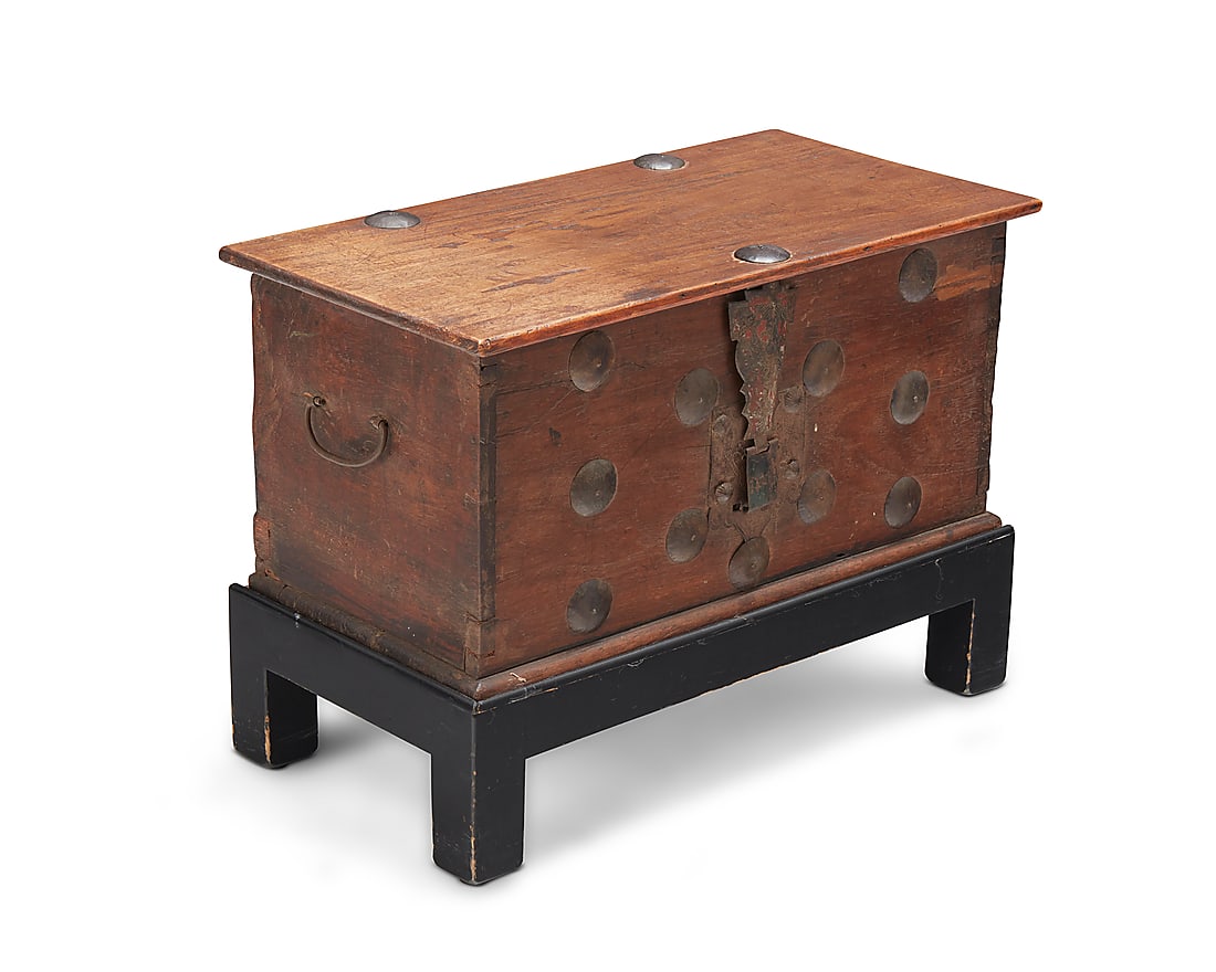 A Dutch Colonial hardwood coffer 19th century With iron locking mechanism, opposed handles, and (1 of 6)