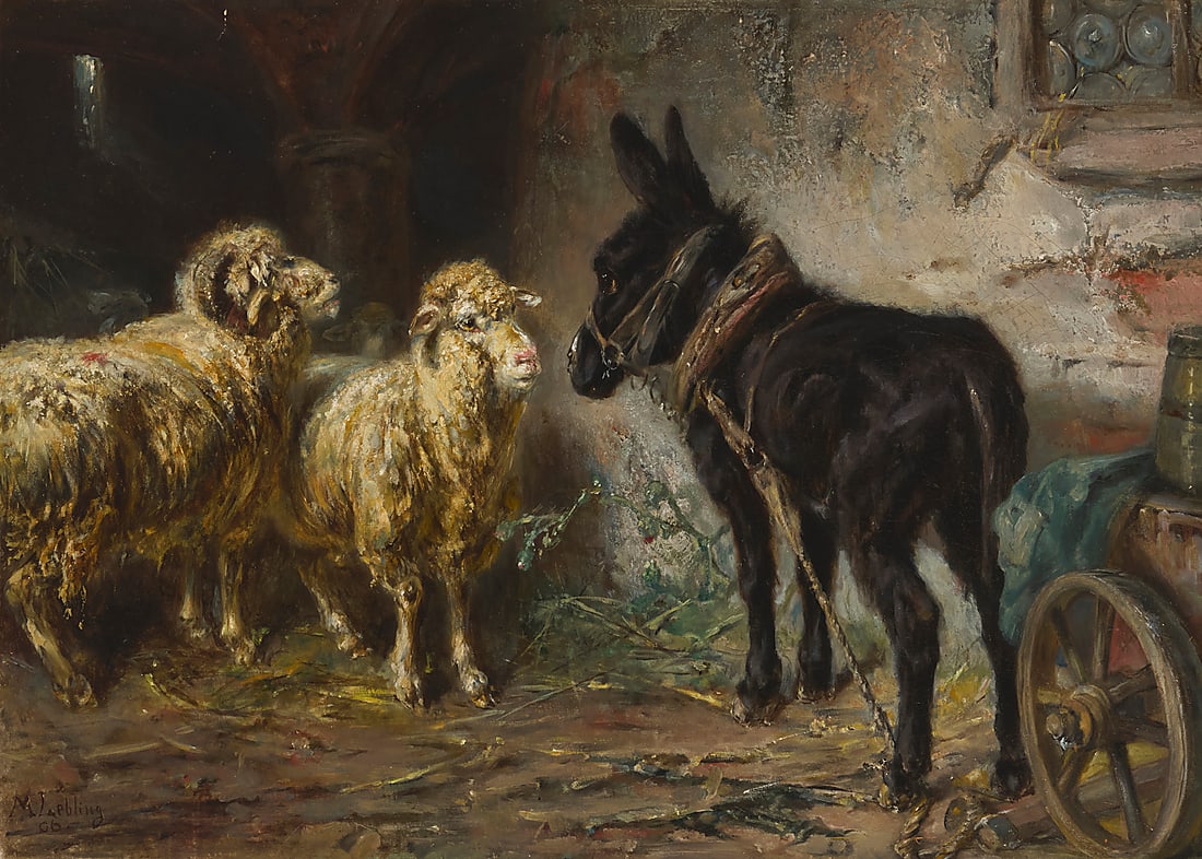 Max Ludwig Liebling (1851-1930), Donkey and rams, 1906 (1 of 6)