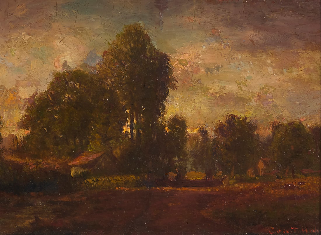 George Thompson Hobbs (1846-1929) Barbizon landscape Oil on canvas laid to canvas Signed lower (1 of 5)