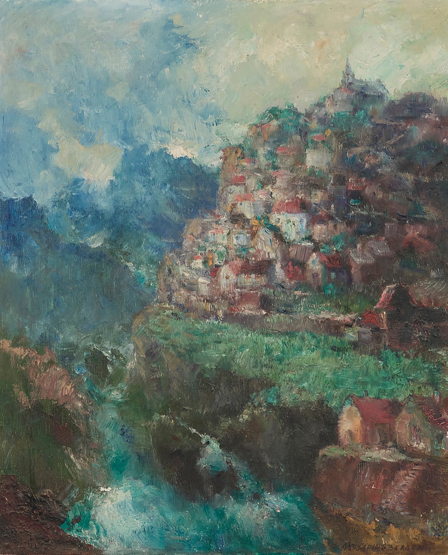 Antoon B. Heinsbergen (1894-1981) Oil on canvas Signed and indistinctly dated lower right: A.B.: Antoon B. Heinsbergen (1894-1981) Oil on canvas Signed and indistinctly dated lower right: A.B. Heinsbergen 25 3/4 x 18in