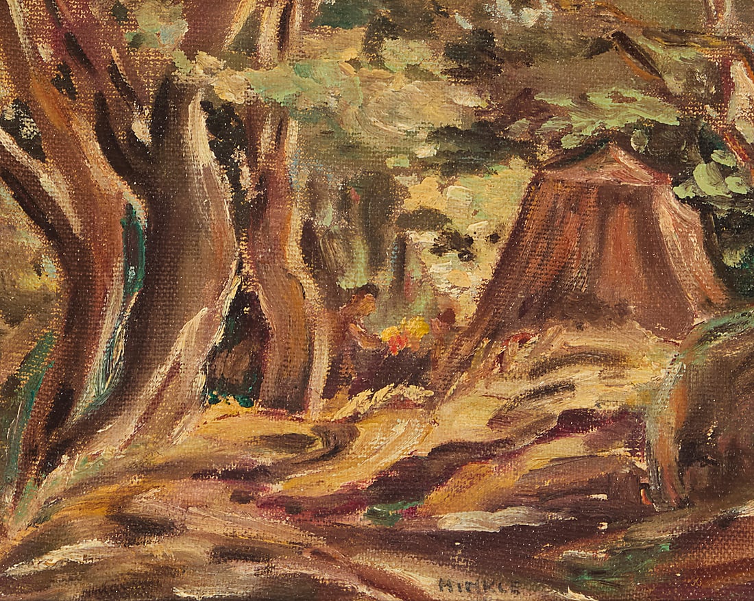 Clarence Hinkle (1880-1960), Forest landscape: Clarence Hinkle (1880-1960) Forest landscape Oil on canvas laid to board Signed lower center: Hinkle 7 7/8 x 10in