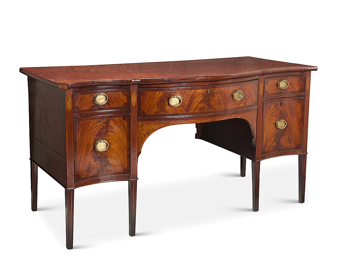 A George III inlaid mahogany sideboard Early 19th century With four drawers centering a locking (1 of 10)