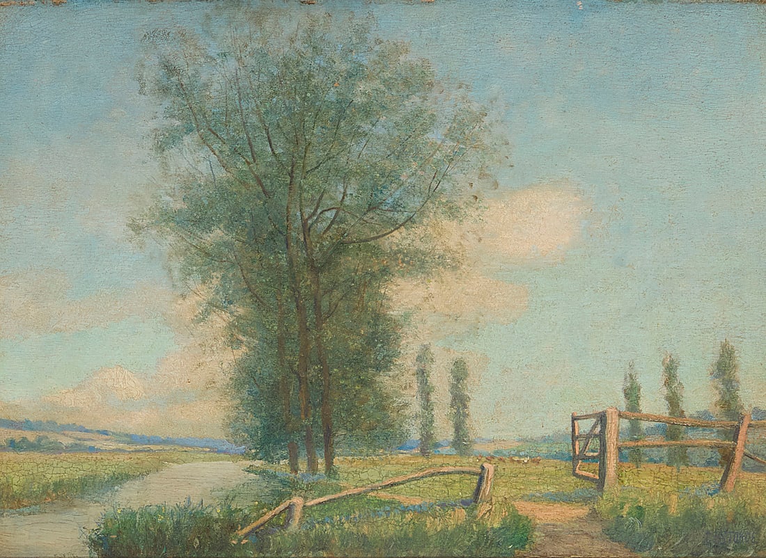Charles John Stokoe (1873-1926) "Black Poplars" (Dedham, Suffolk), circa 1910 Oil on board (1 of 7)