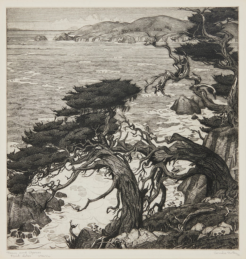 Cornelis Botke (1887-1954) "Foam and Cyprus, Point Lobos" Etching on paper Edition: 2/50 (3rd (1 of 6)