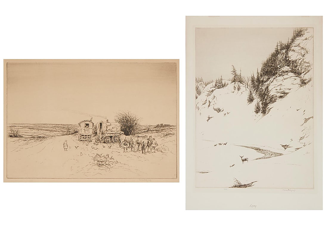 Kerr Eby (1889-1946) Two works: "Gypsies, Epsom Downs," 1925-26 Etching on laid paper, watermark (1 of 11)