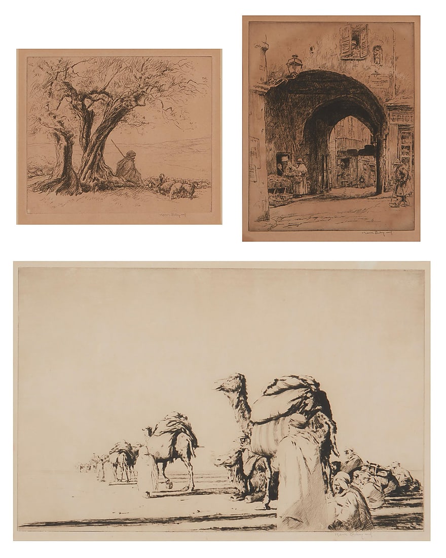 Kerr Eby (1889-1946) Three works: "The Goat Herd, Algeria," 1922 Etching on paper Signed and (1 of 17)