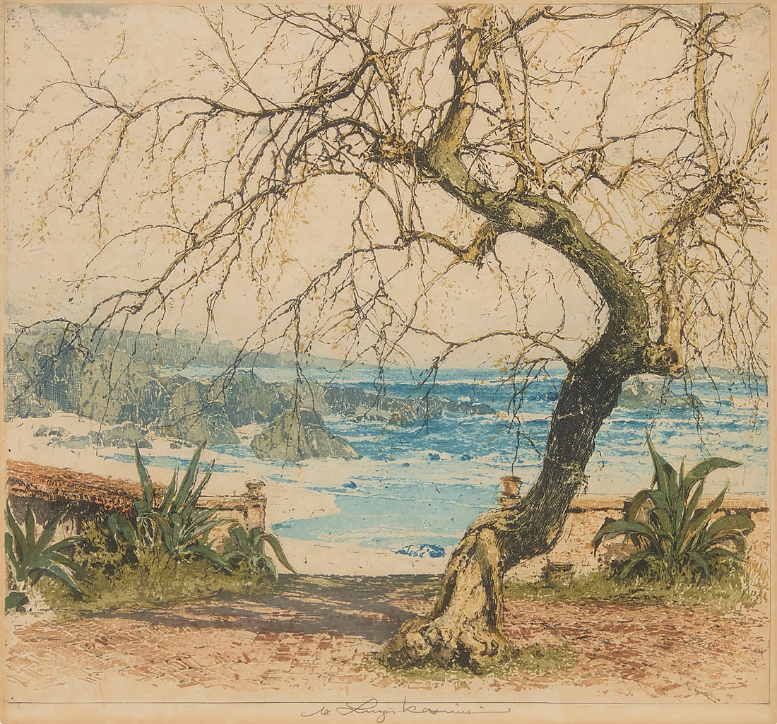 Luigi Kasimir (1881-1962) "Golden Gate" Etching and aquatint in colors on paper From the edition (1 of 6)