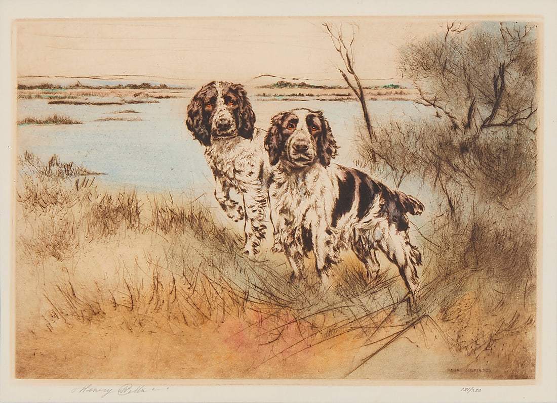 Henry Wilkinson (1921-2011) Two springer spaniels Etching and drypoint in brown ink with (1 of 6)