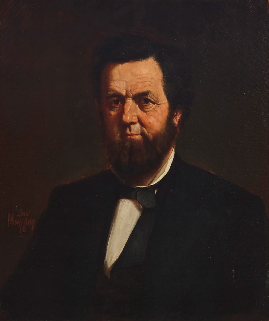 John Mulvany (1844-1906) Portrait of a gentleman, 1878 Oil on canvas Signed and dated lower: John Mulvany (1844-1906) Portrait of a gentleman, 1878 Oil on canvas Signed and dated lower left: Jno / Mulvany / 78 30 x 25in Provenance: Private estate, California Other notes: