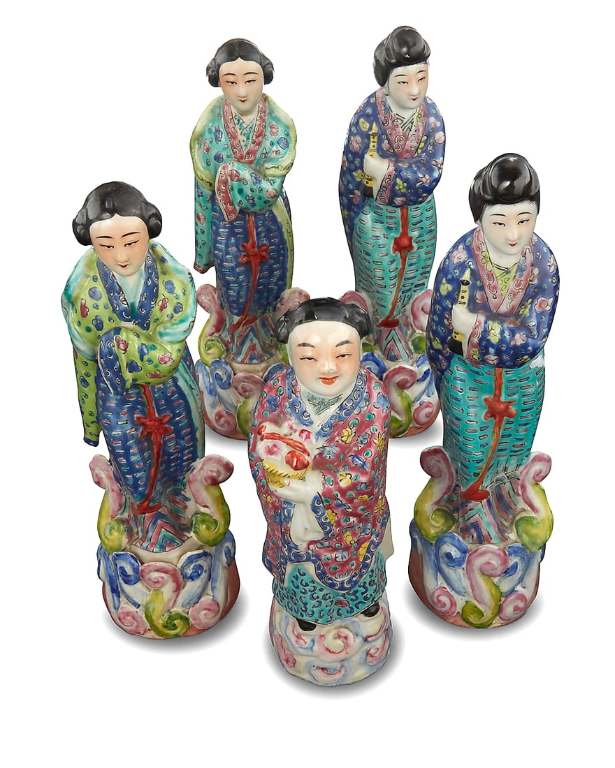 Five Chinese polychrome porcelain figures - 2