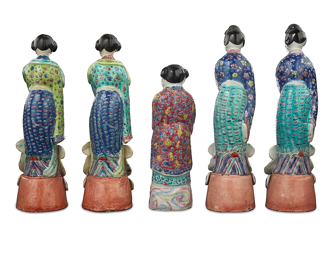 Five Chinese polychrome porcelain figures - 3