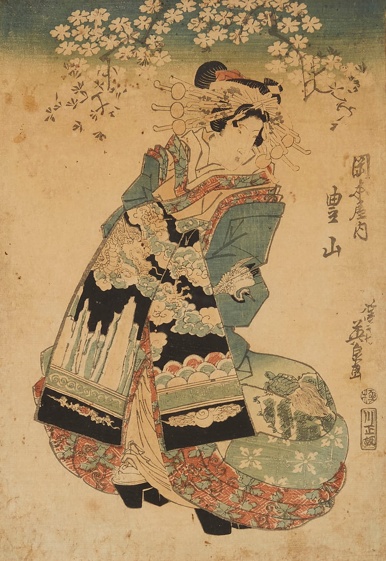 Keisai Eisen (1790-1848) "Tozan of the Okamoto House," circa 1820s Woodcut in colors on paper (1 of 6)