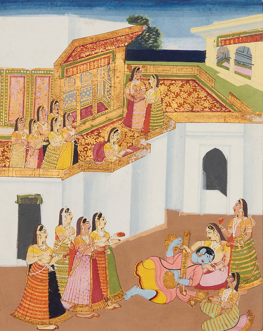 19th/Early 20th Century Indian Miniature Painting Depicting Hindu deities and figures in an (1 of 4)