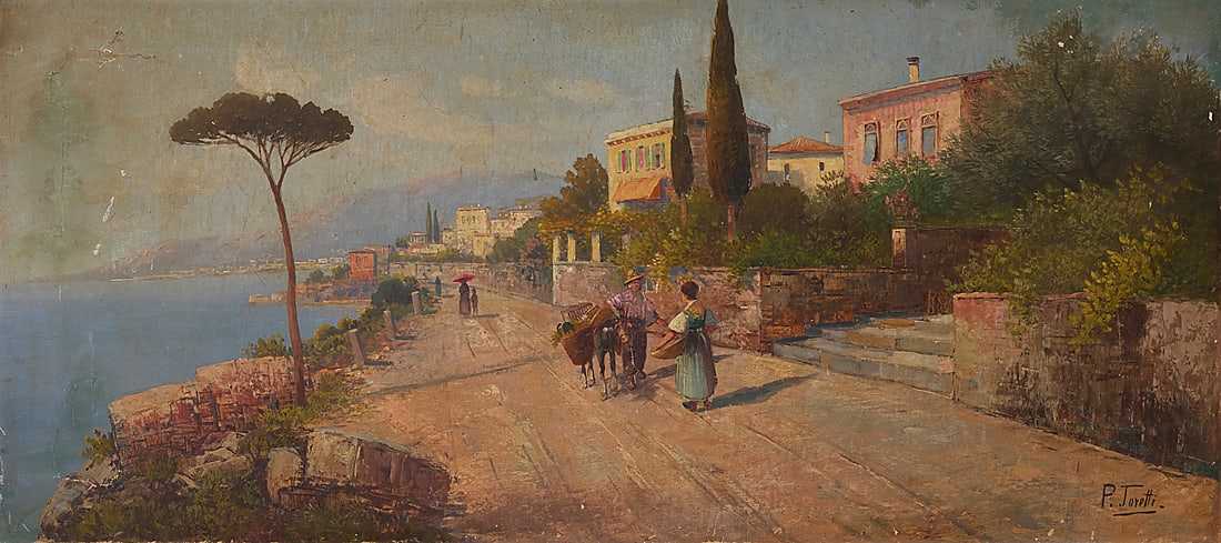 Pietro Toretti (1888-1927) Italian coastal view Oil on canvas Signed lower right: P Toretti 19 x (1 of 5)