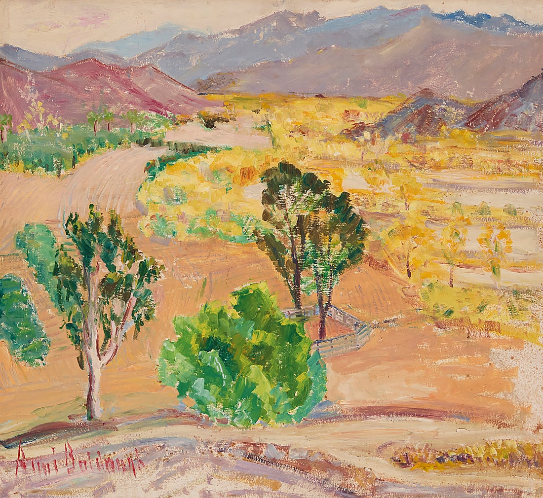 Anni von Westrum Baldaugh (1881-1953) Road to Anza Borrego, San Diego back country Oil on board (1 of 5)
