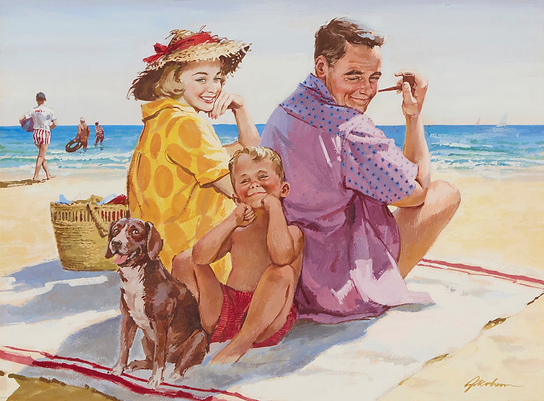 A. Jacobsen (20th Century) "It pays to Keep Cool, Calendar Illustration," 1961 Gouache on board: A. Jacobsen (20th Century) "It pays to Keep Cool, Calendar Illustration," 1961 Gouache on board Signed lower right: Jacobsen; titled and dated by repute Sight: 13 x 18in Provenance: Sold: Herita