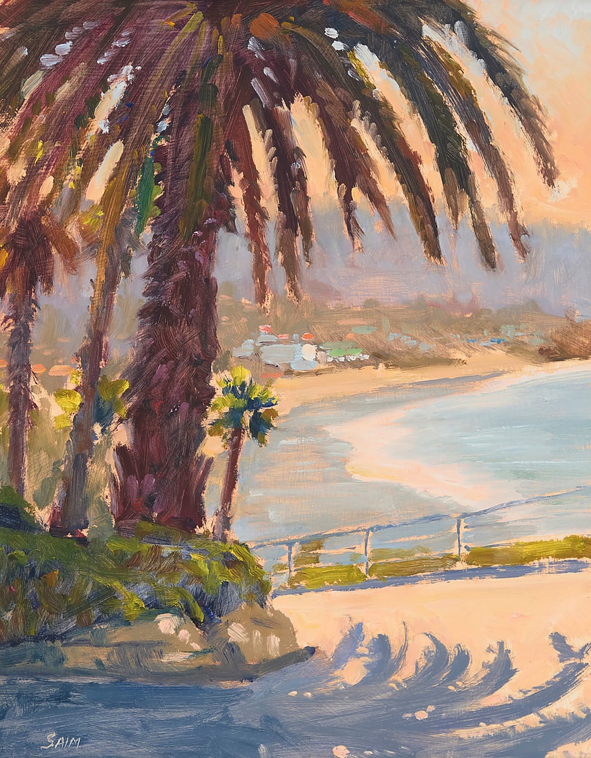Saim Caglayan (b. 1949) "Heisler Park" (Laguna Beach, CA) Oil on Masonite Signed lower left: (1 of 6)