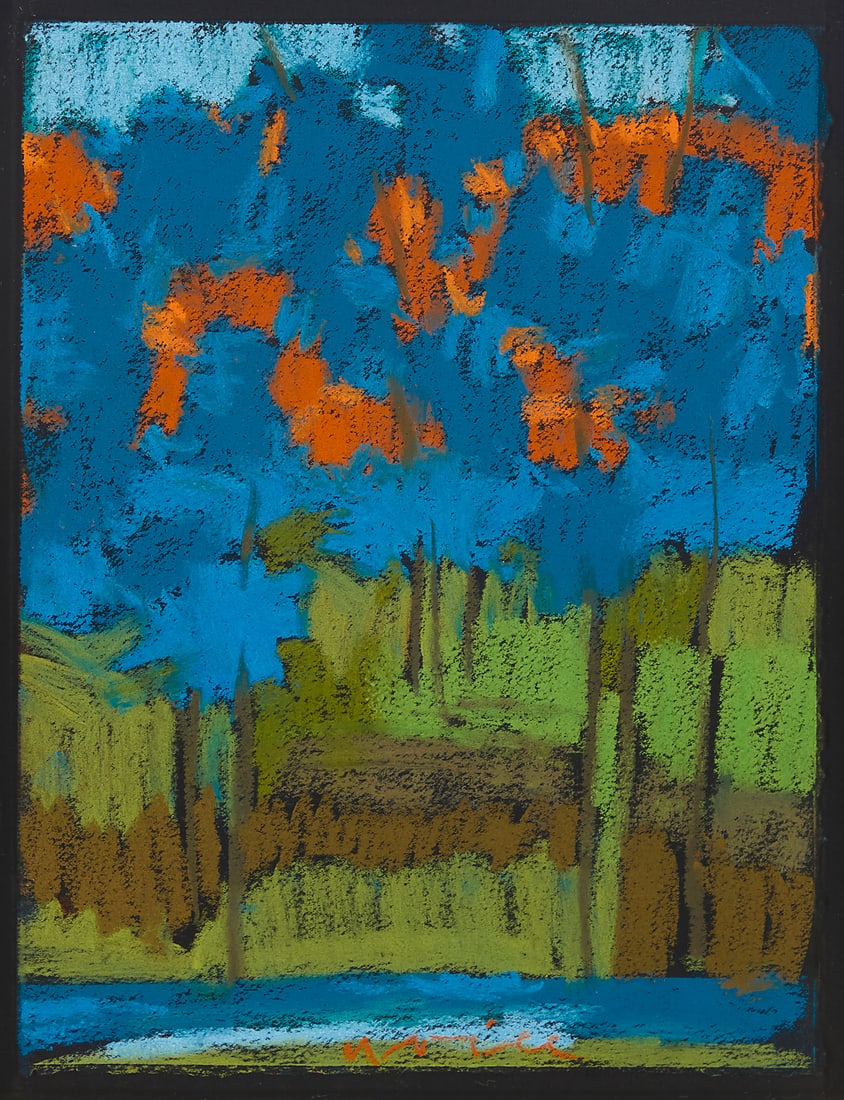Marshall Noice (b. 1952), "Jack's Ridge": Marshall Noice (b. 1952) "Jack's Ridge" Pastel on black paper Signed lower center: Noice; titled in black ink on the backing board "Jack's Ridge" 11 x 8 1/8in Provenance: Waxlander Gallery and S