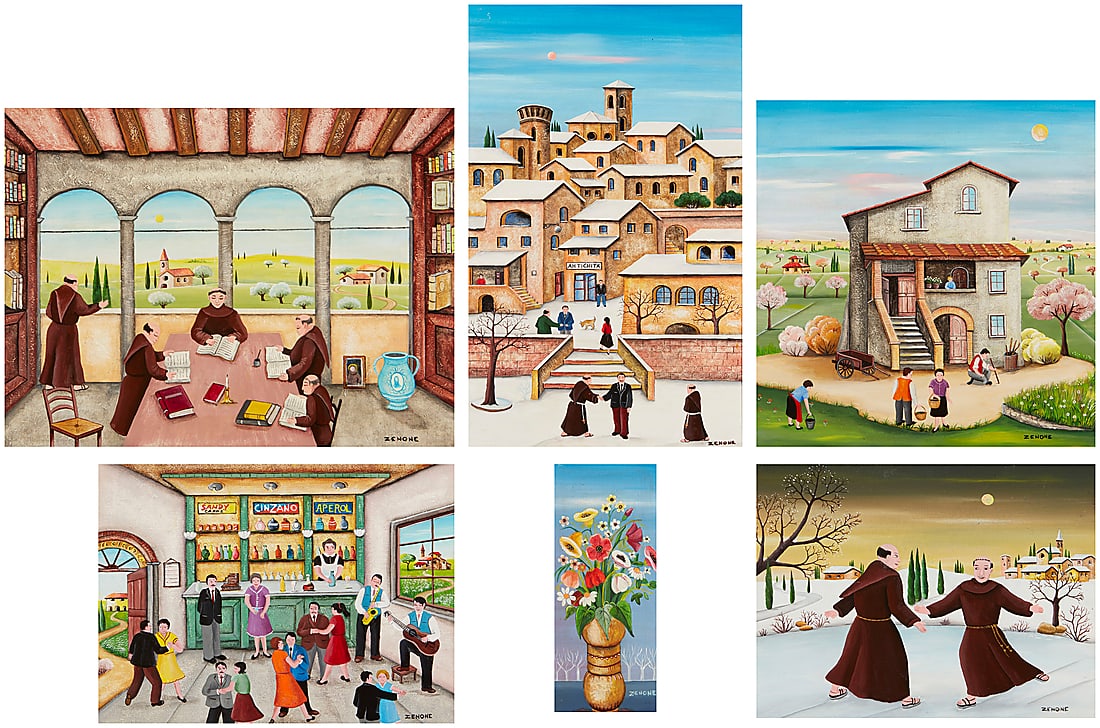Emilio Giunchi (Zenone) (b. 1936) Six works: "La Lettura," 2009 Oil on panel Signed lower right: (1 of 20)