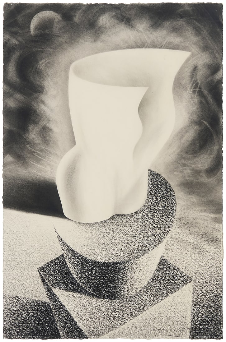 Jayme Odgers (1939-2022), Torso on a plinth (abstract still life): Jayme Odgers (1939-2022) Torso on a plinth (abstract still life) Charcoal on paper Signed lower right: Jayme Odgers Image/Sheet: 22 3/4 x 15in Provenance: Sold: Hughes Auctions, Sunland, CA, "Fe
