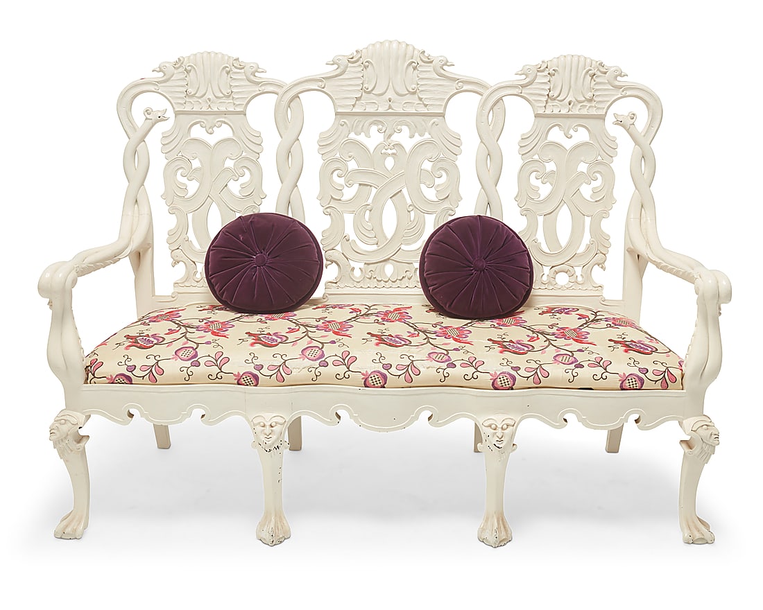 A Dutch Rococo style white painted settee - 2