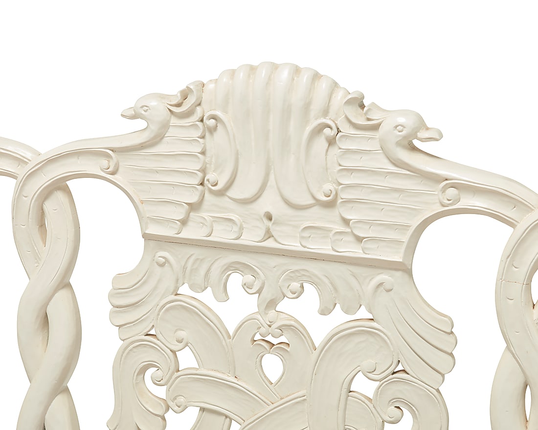 A Dutch Rococo style white painted settee - 8