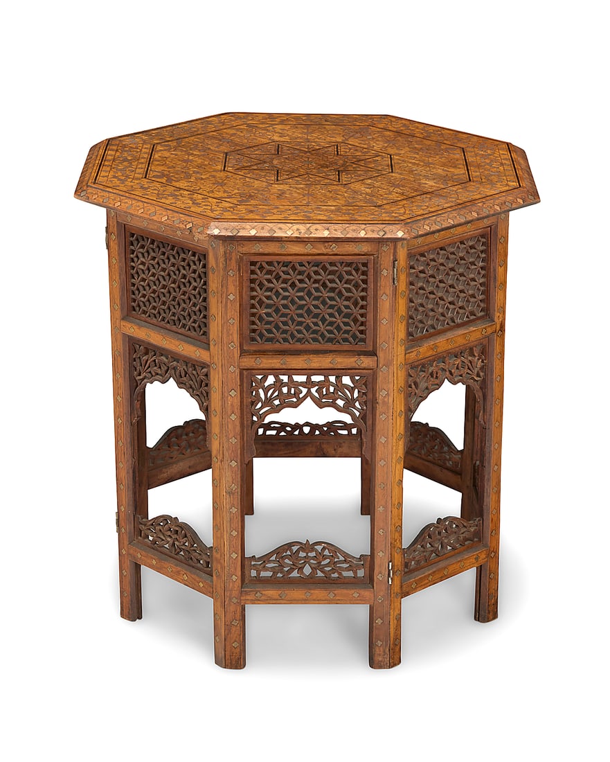An Indian style octagonal folding side table (1 of 6)