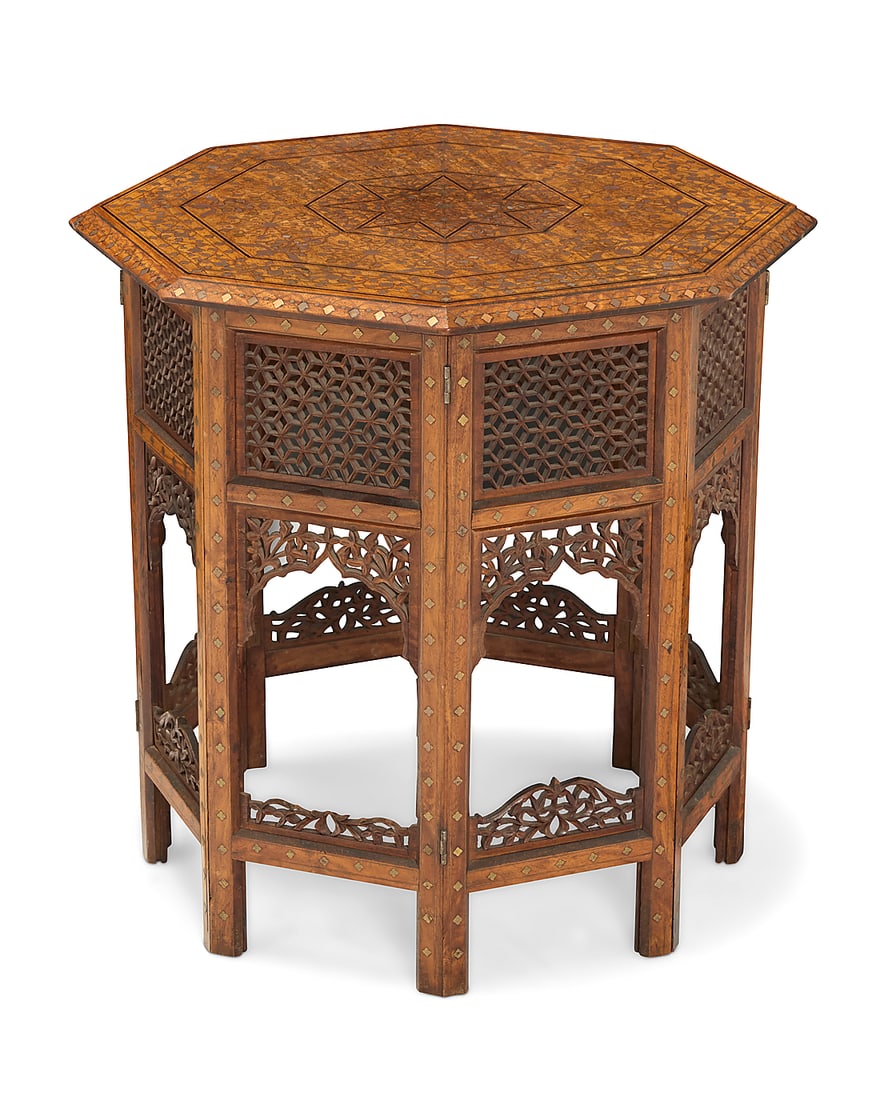 An Indian style octagonal folding side table - 2