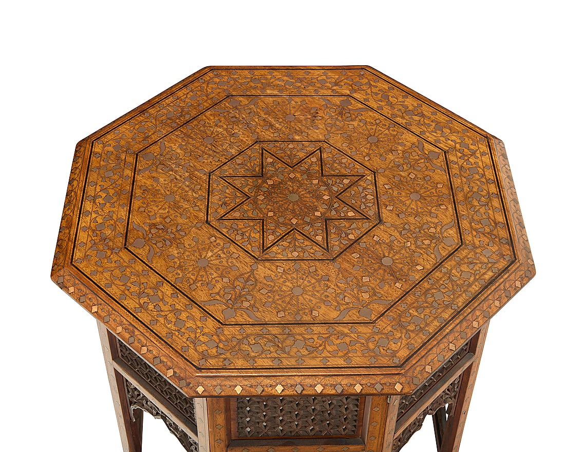 An Indian style octagonal folding side table - 3
