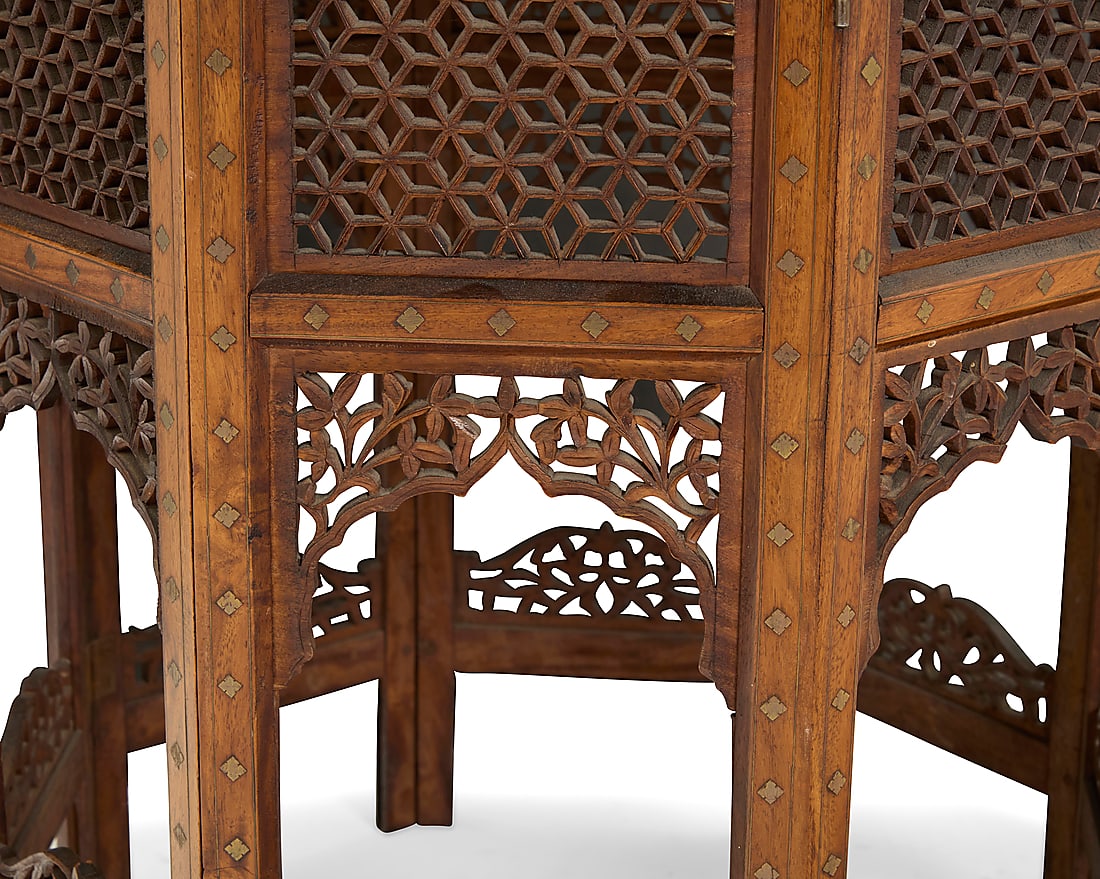 An Indian style octagonal folding side table - 4